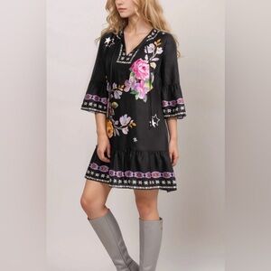 Johnny Was NEW Womens  size Med Hailee Silk-Blend Mini Dress, Black SOLD OUT